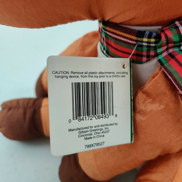 Gibson Greetings Plush Nylon REINDEER XMAS Stuffed Animal Soft Toy VTG 1993 Tag - Picture 8 of 11